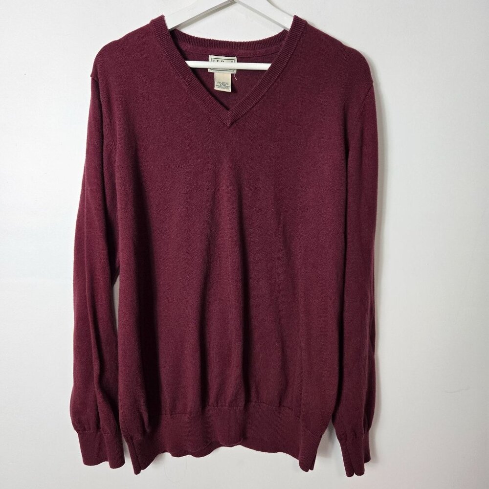 L.L. Bean Men's Size L Cotton Cashmere Long Sleeve V-Neck Pullover Sweater